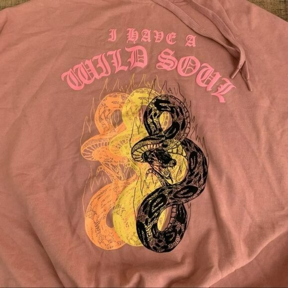 Bershka womens pink hooded sweatshirt pullover hoodie in pink with a snake - S - Picture 8 of 9